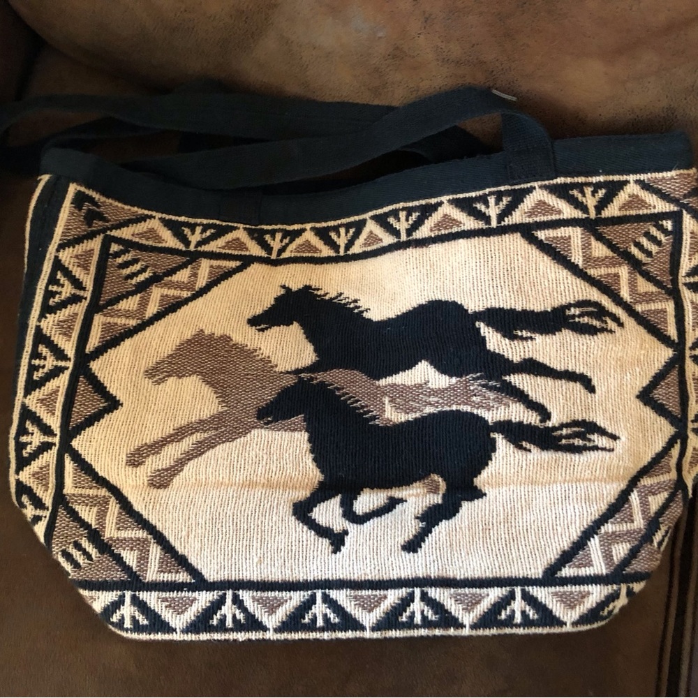 Canvas western horse design tote